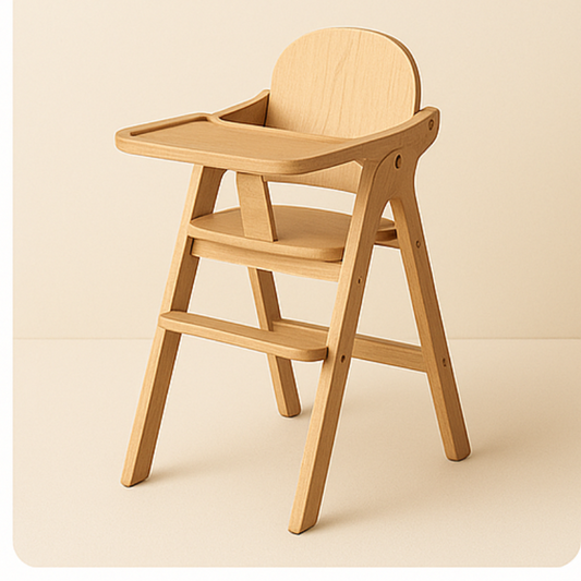 J’reii Modern Wooden High Chair – Natural Maple Finish