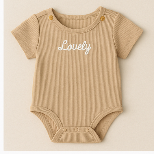 J’reii Ribbed Bodysuit – “Lovely” Embroidered One-Piece