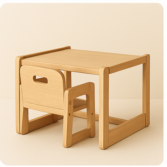 J’reii Montessori Toddler Table & Chair Set – Maple Finish