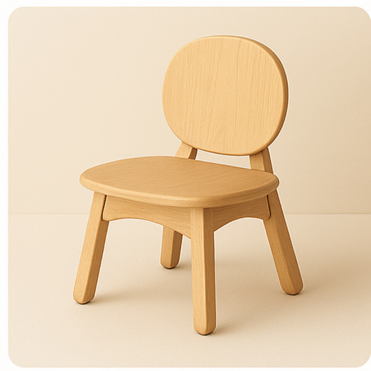 J’reii Minimalist Kids’ Chair – Round Back Maple Wood