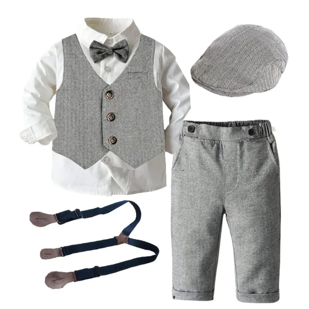 J’reii Classic Gentleman Set – Heather Grey 5-Piece Ensemble