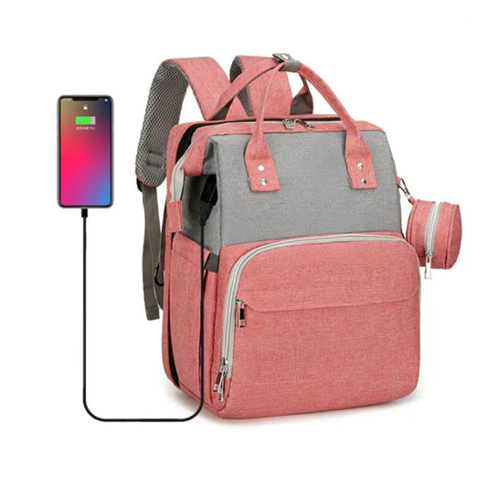 J’reii Smart Diaper Backpack – Rose Quartz & Grey