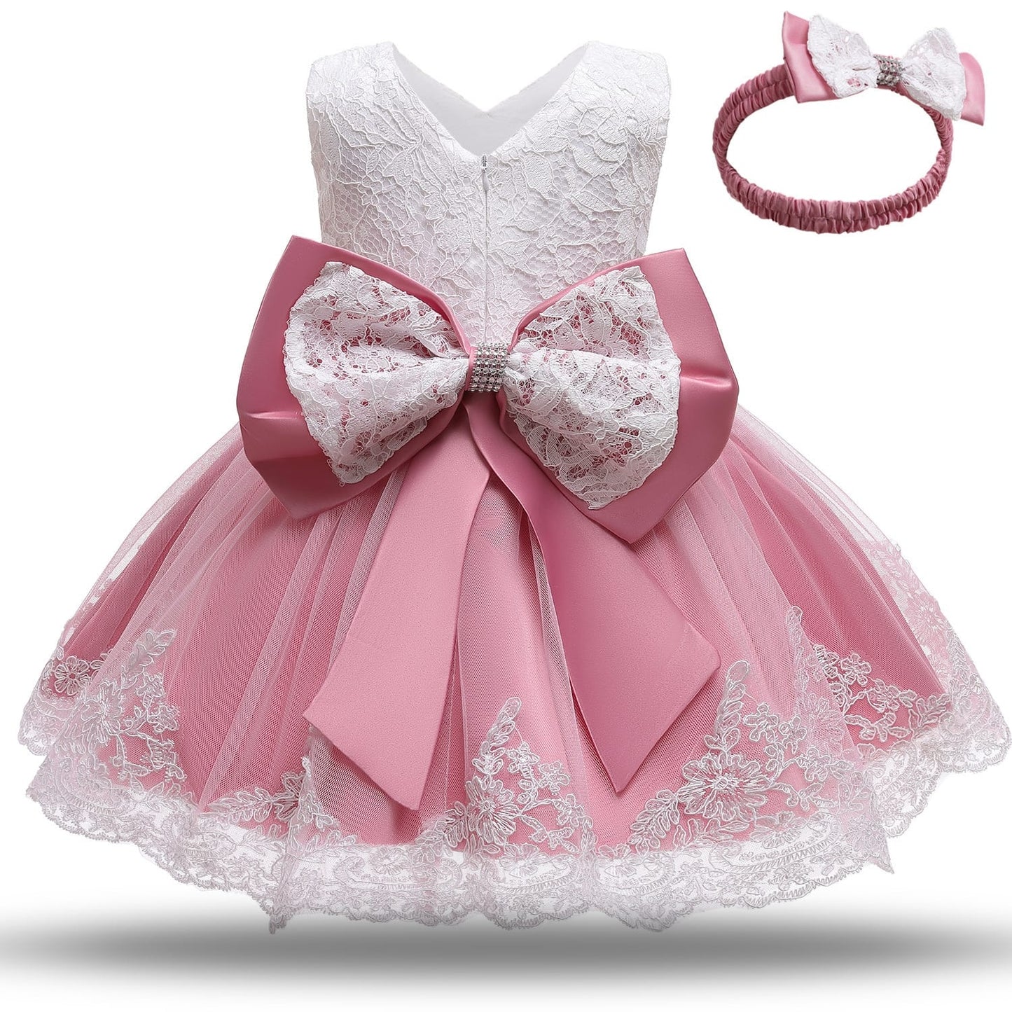 J’reii Lace & Tulle Party Dress – Blush Pink Bloom